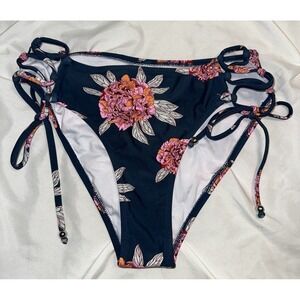 New Cupshe Bikini Bottoms Size M Low Waisted Side Ties Floral Regular Coverage